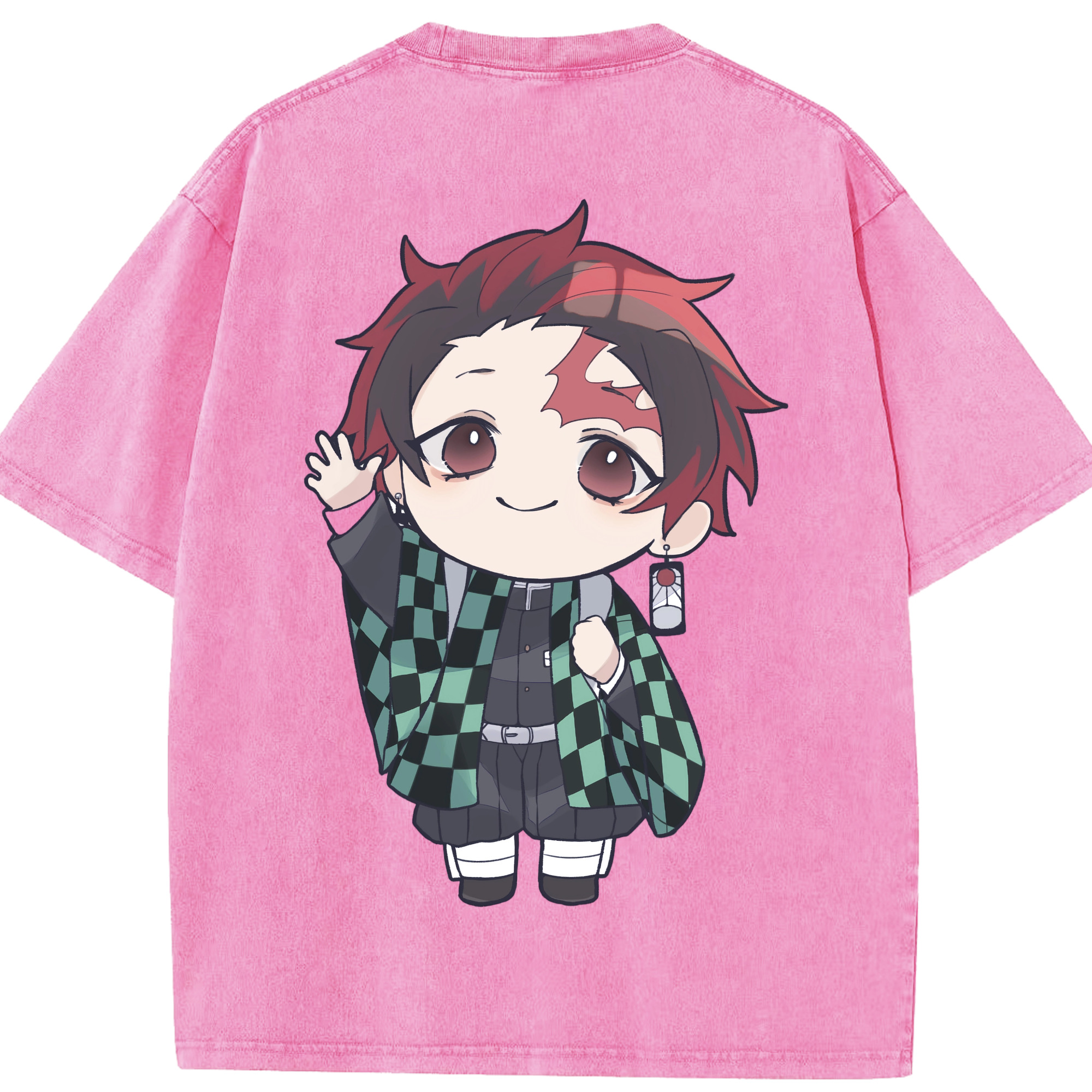 （画像用） 鬼滅の刃 竈門 炭治郎／かまど たんじろう Kamado Tanjirou 綿100% ヴィンテージ風 半袖Tシャツ（背面プリント）